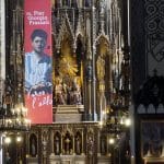 Dekoracja ołtarza w Kościele Dominikanów w Krakowie, druk na tkaninie, lipiec 2016